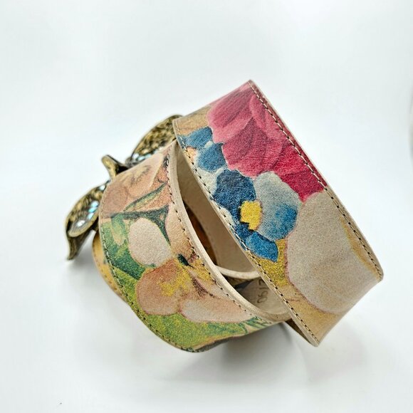Leatherock Floral Leather Belt with Rhinestone Flower Buckle main image 10